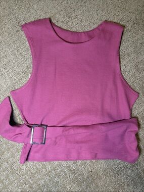 Maeve Sleeveless Knit Belted Structured Top - Color: Mauve